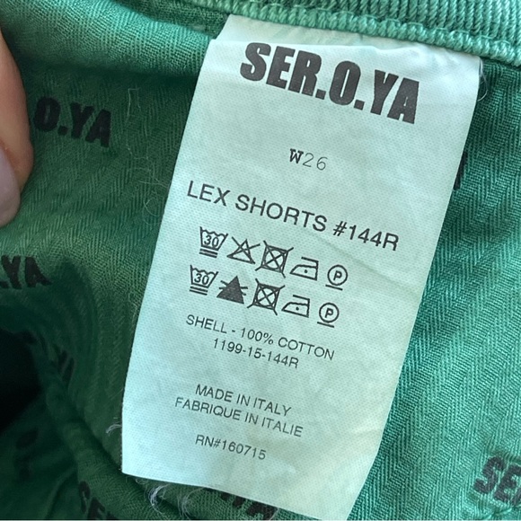 SER.O.YA Lex Shorts Green Denim Distressed Mid Rise Size 26 - Picture 2 of 4